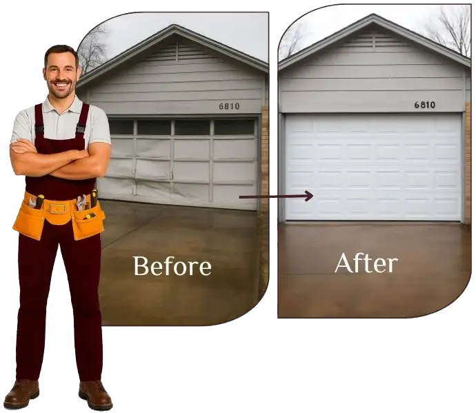 Austin Garage Door before and after
